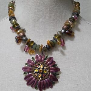 Purple Floral Pendant Necklace